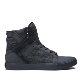 Supra SKYTOP Høye Sneakers Dame Svart/Grå/Svart | NO-72812